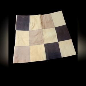 Vintage B Lucid Patchwork Leather Tan and Brown Skirt Size 4